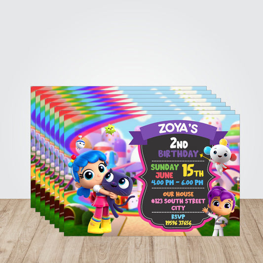 True & the Rainbow Kingdom Theme Invite