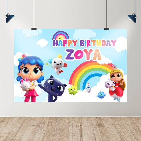 True & the Rainbow Kingdom Theme Customized Backdrop