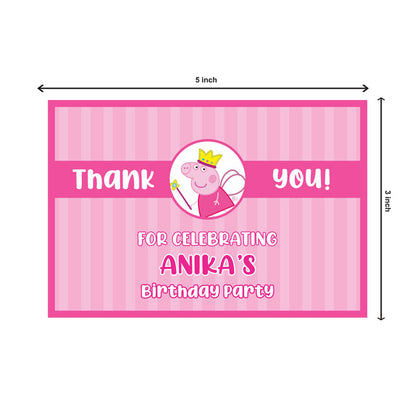 Peppa Pig Girl Theme Thank You Cards