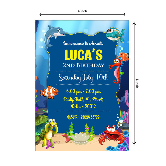 Under the sea Theme Personalized Invite