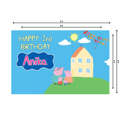 Peppa Pig Girl Theme Customized Backdrop