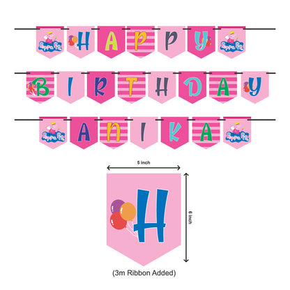 Peppa Pig Girl Theme Personalized Bunting