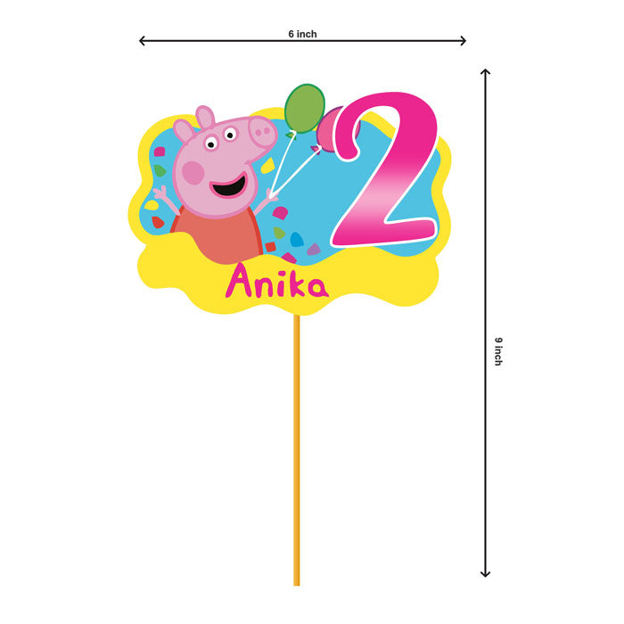 Peppa Pig Girl Theme Customized Caketopper