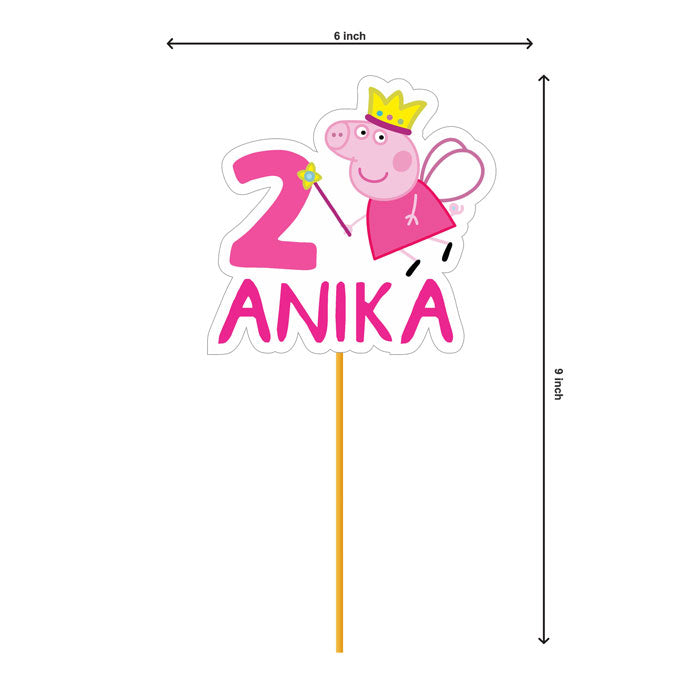 Peppa Pig Girl Theme Personalized Caketopper