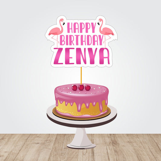 Flamingo Theme Personalized Caketopper