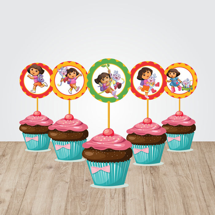 Dora the Explorer Theme Round Cup Caketopper