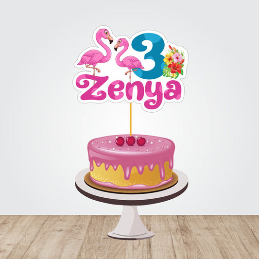 Flamingo Theme Customized Caketopper