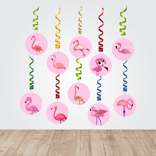 Flamingo Theme Round Swirls