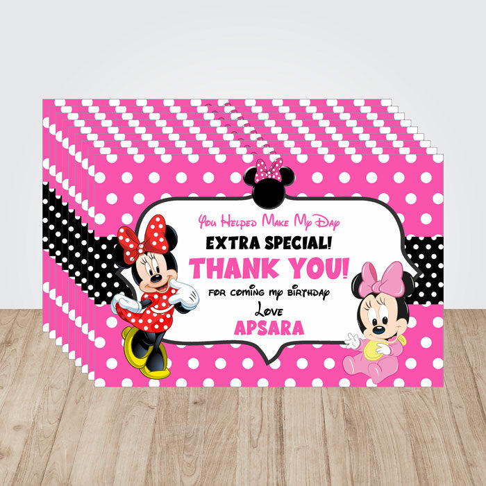 Minnie Mouse Theme Thank You Cards