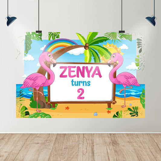 Flamingo Theme Personalized Backdrop