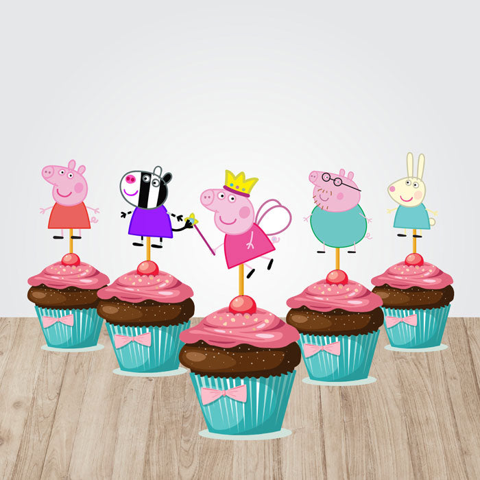 Peppa Pig Girl Theme Cupcake Topper