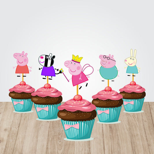 Peppa Pig Girl Theme Cupcake Topper