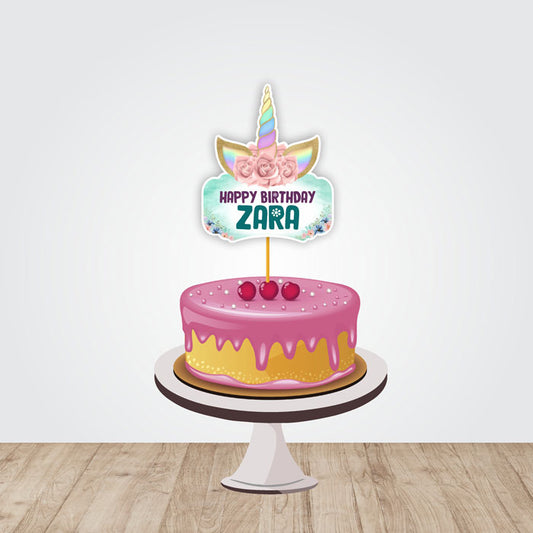 Unicorn Theme Customized Caketopper
