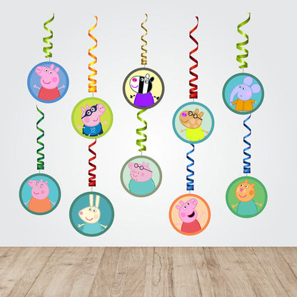 Peppa Pig Girl Theme Round Swirls