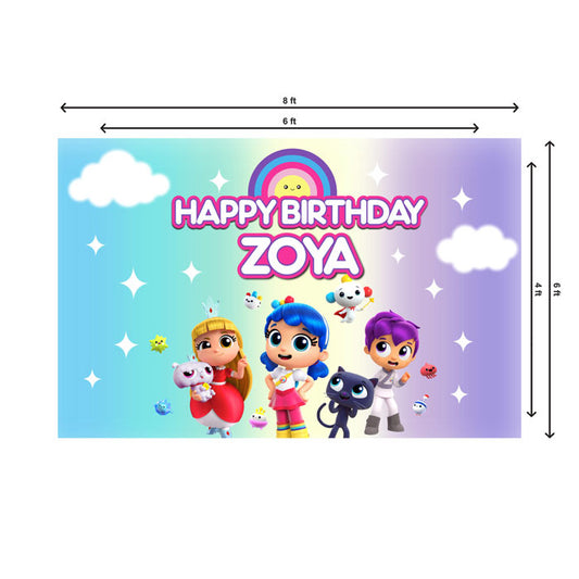True & the Rainbow Kingdom Theme Personalized Backdrop