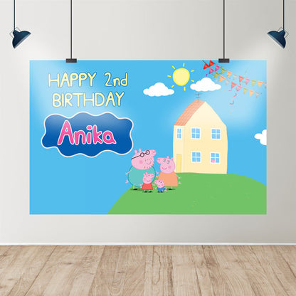 Peppa Pig Girl Theme Customized Backdrop