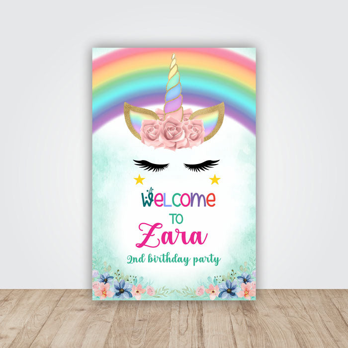 Unicorn Theme Customized Welcome Board