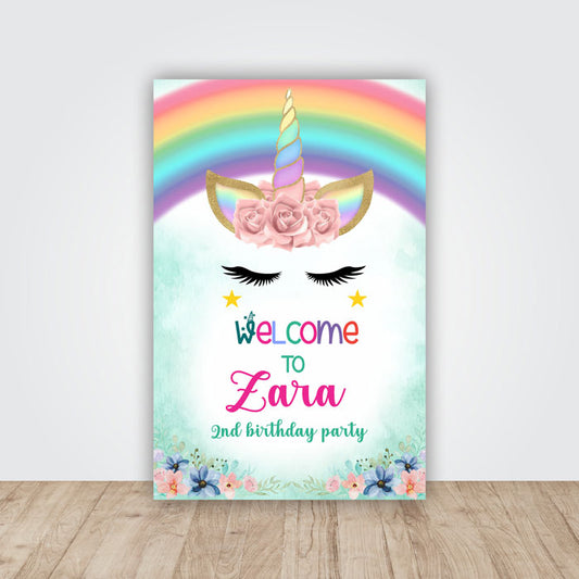 Unicorn Theme Customized Welcome Board
