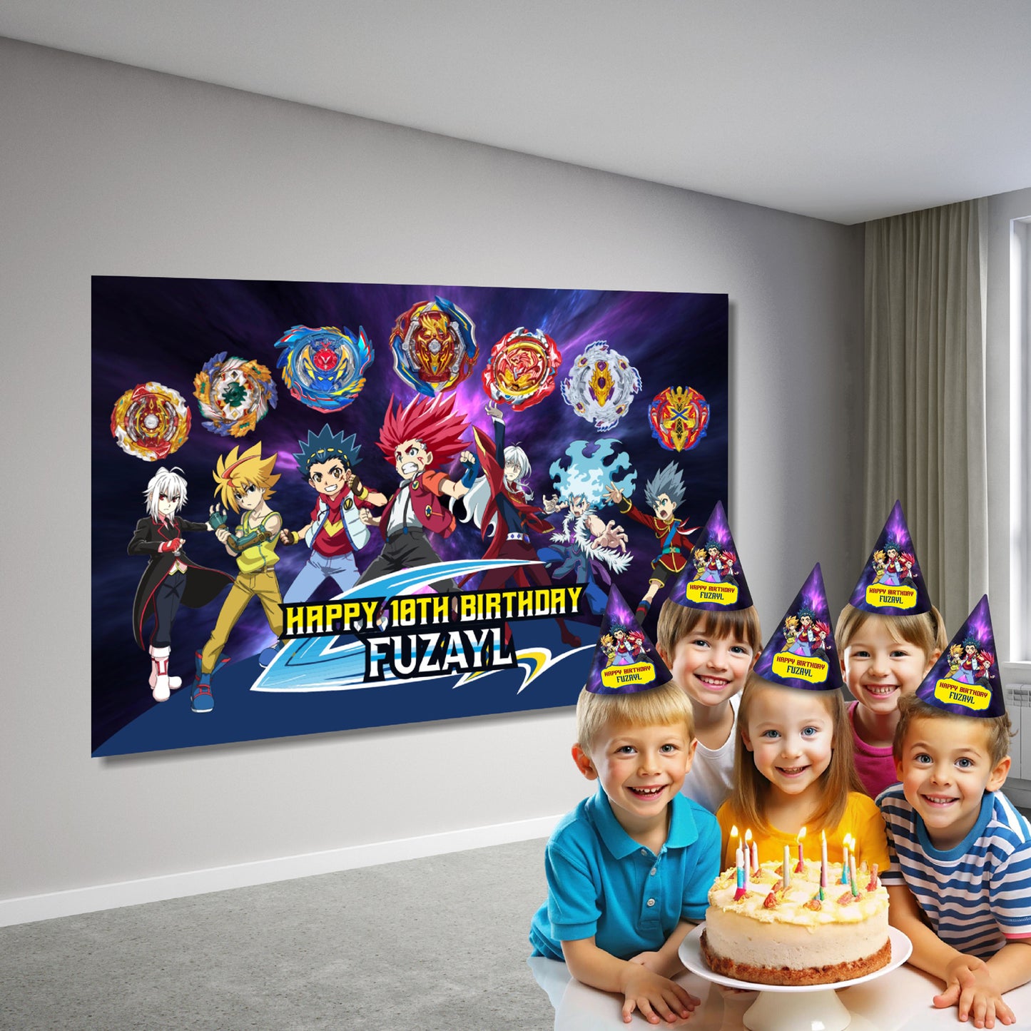 Beyblade Theme Personalized Backdrop
