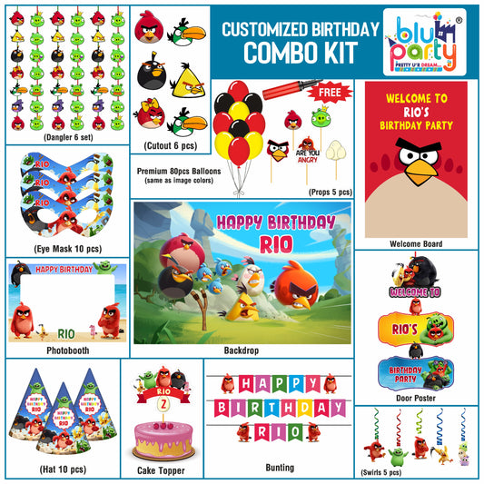 Angry Birds Birthday Theme Personalized Smart Combo Kit | Kids Party Decoration