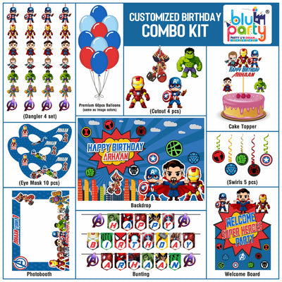 Avengers Birthday Theme Personalized Compact Combo Kit | Kids Party Decoration