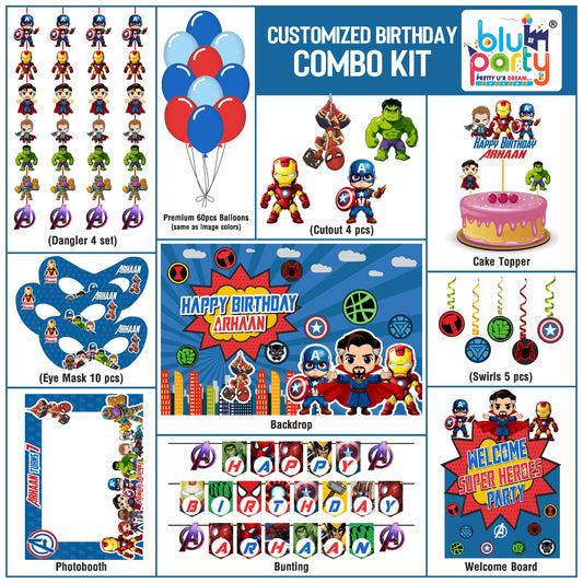 Avengers Birthday Theme Personalized Compact Combo Kit | Kids Party Decoration