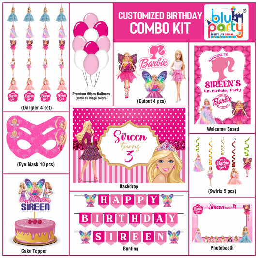 Barbie Birthday Personalised  Party Compact Combo Kit