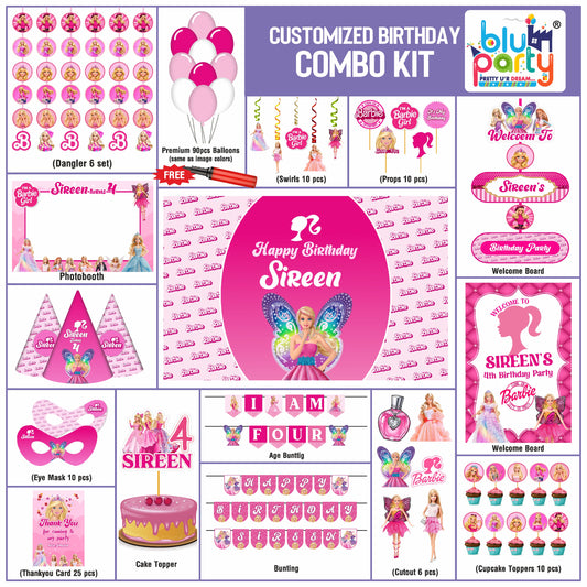 Barbie Birthday Personalised Party Elite Kit – Ultimate Decoration Package