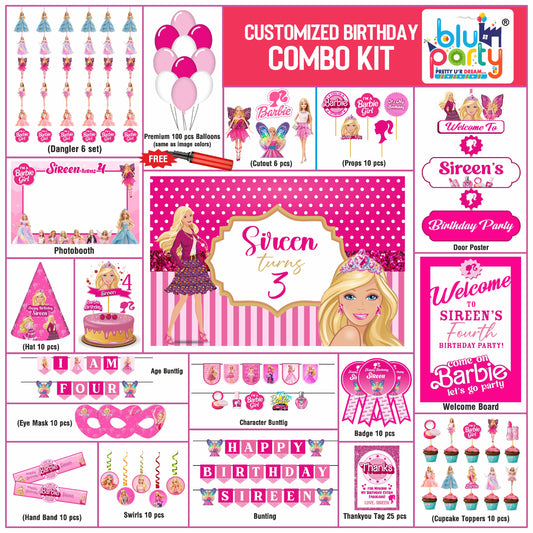 Barbie Birthday Personalized Prime Kit — Custom Birthday Party Decoration Set for Kids (Copy)