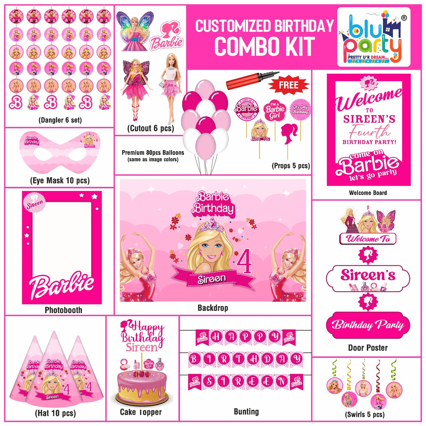 Barbie Birthday Personalised Party Smart Kit