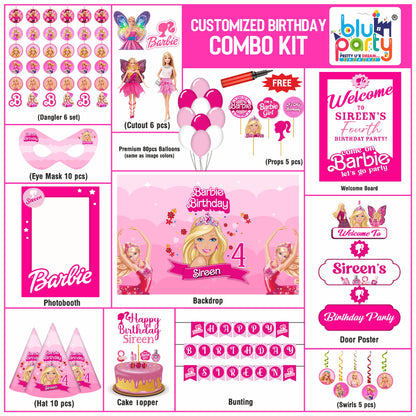 Barbie Birthday Theme Personalized Smart Combo Kit for Girls