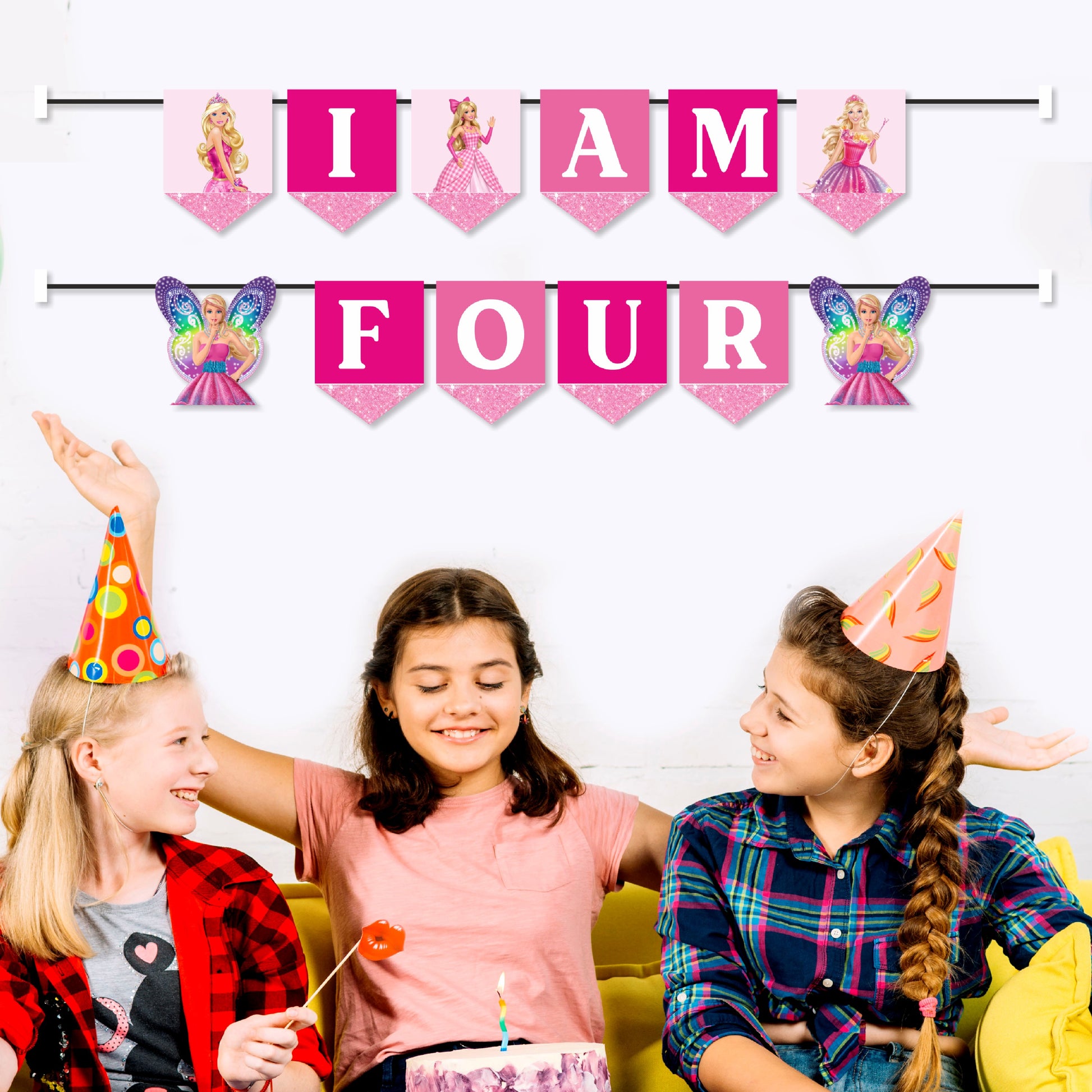 Customized Barbie Birthday Theme Age Bunting for Girls Birthday Party Decoration
