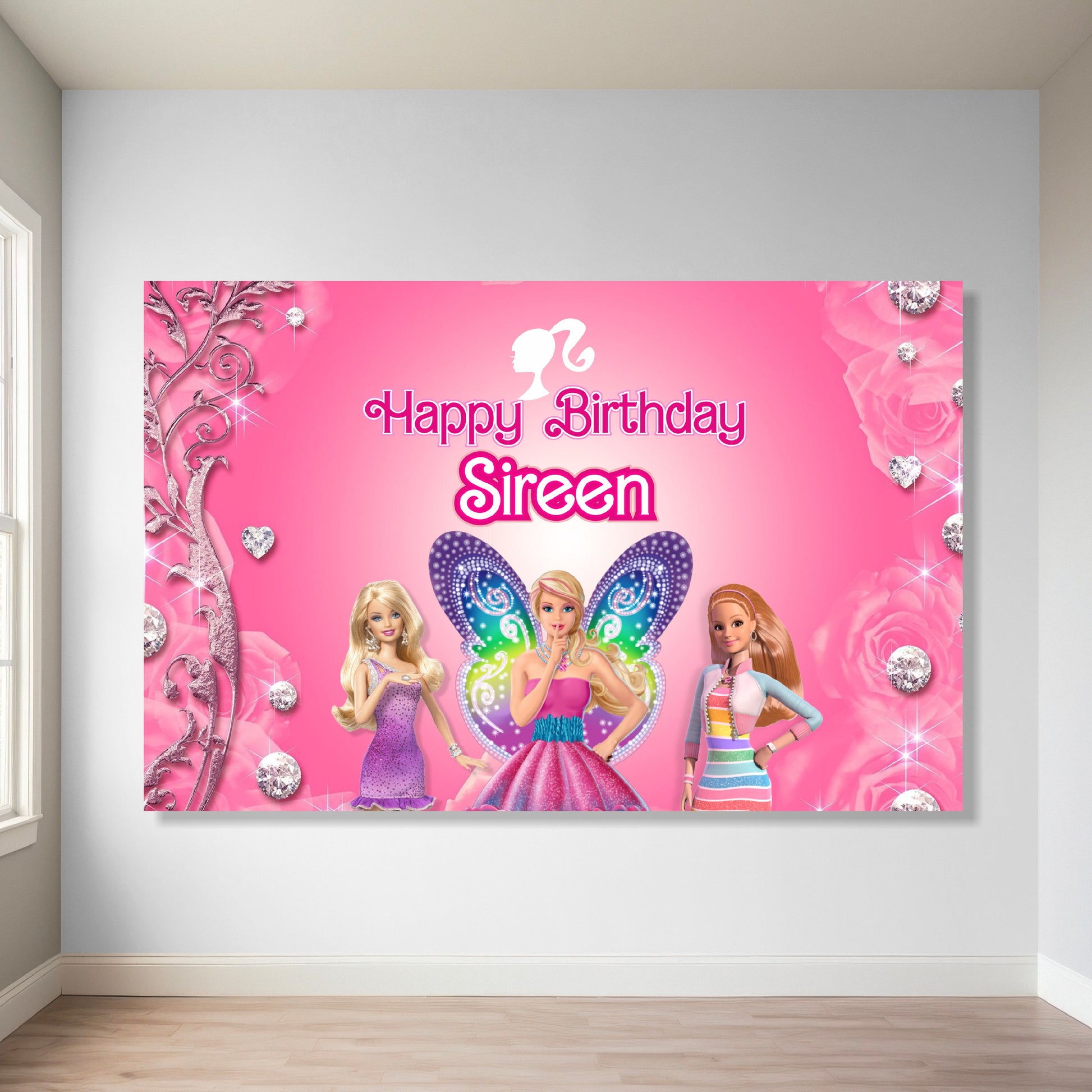 Customized Barbie Birthday Theme Backdrop for Girls Birthday Party Photo Booth and Stage Decoration