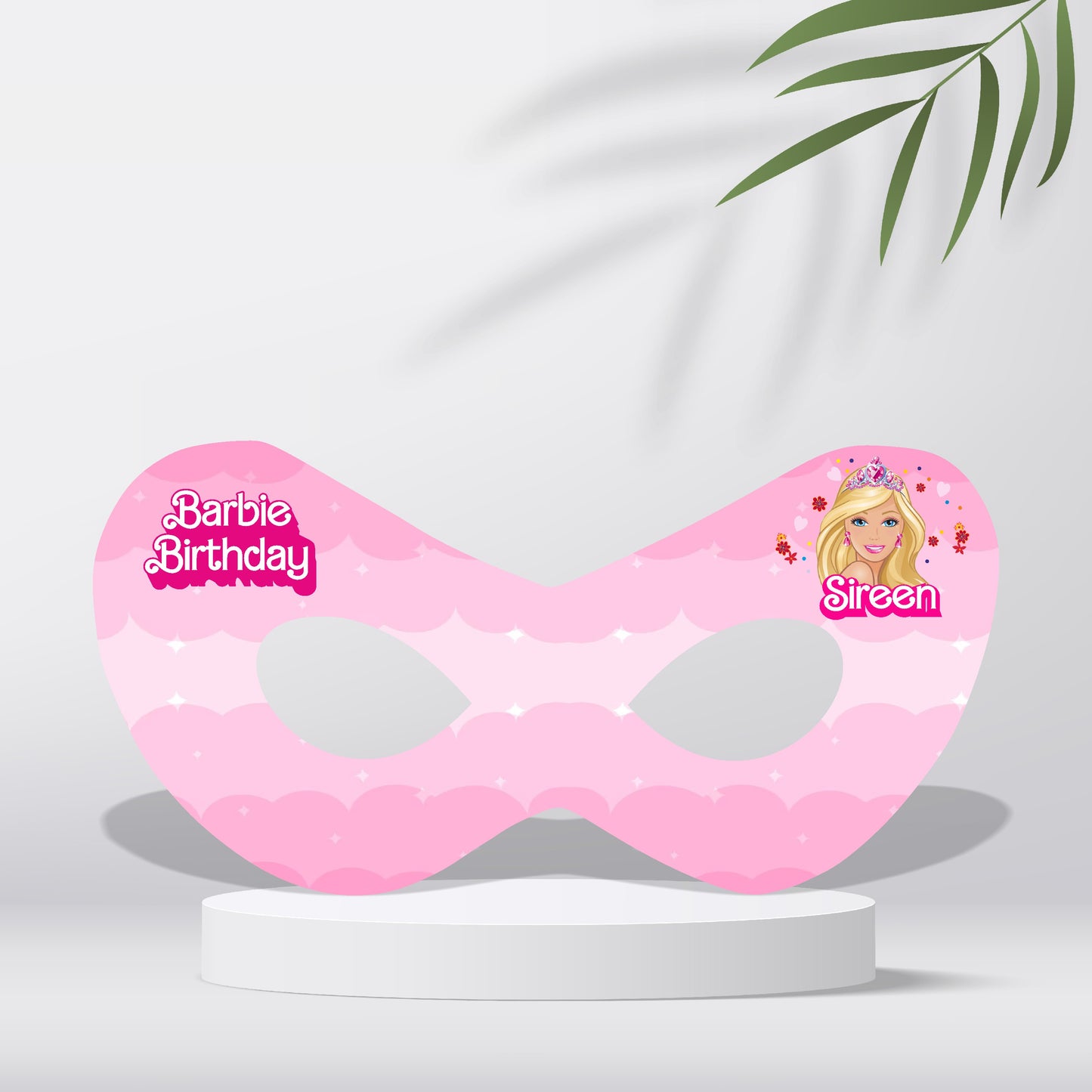 Customized Barbie Birthday Theme Classic Eye Mask for Girls Birthday Party Games and Photo Booth Decoration