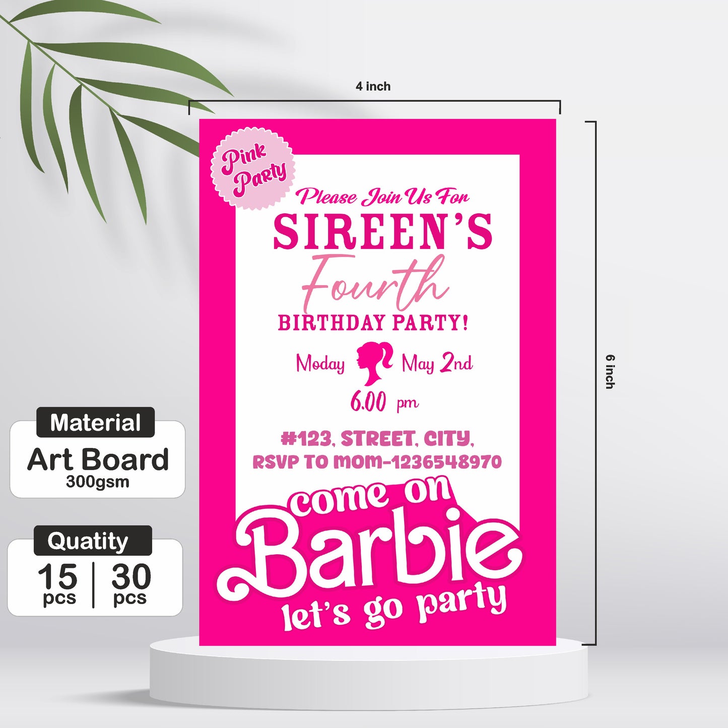 Barbie Birthday Theme Classic Invite