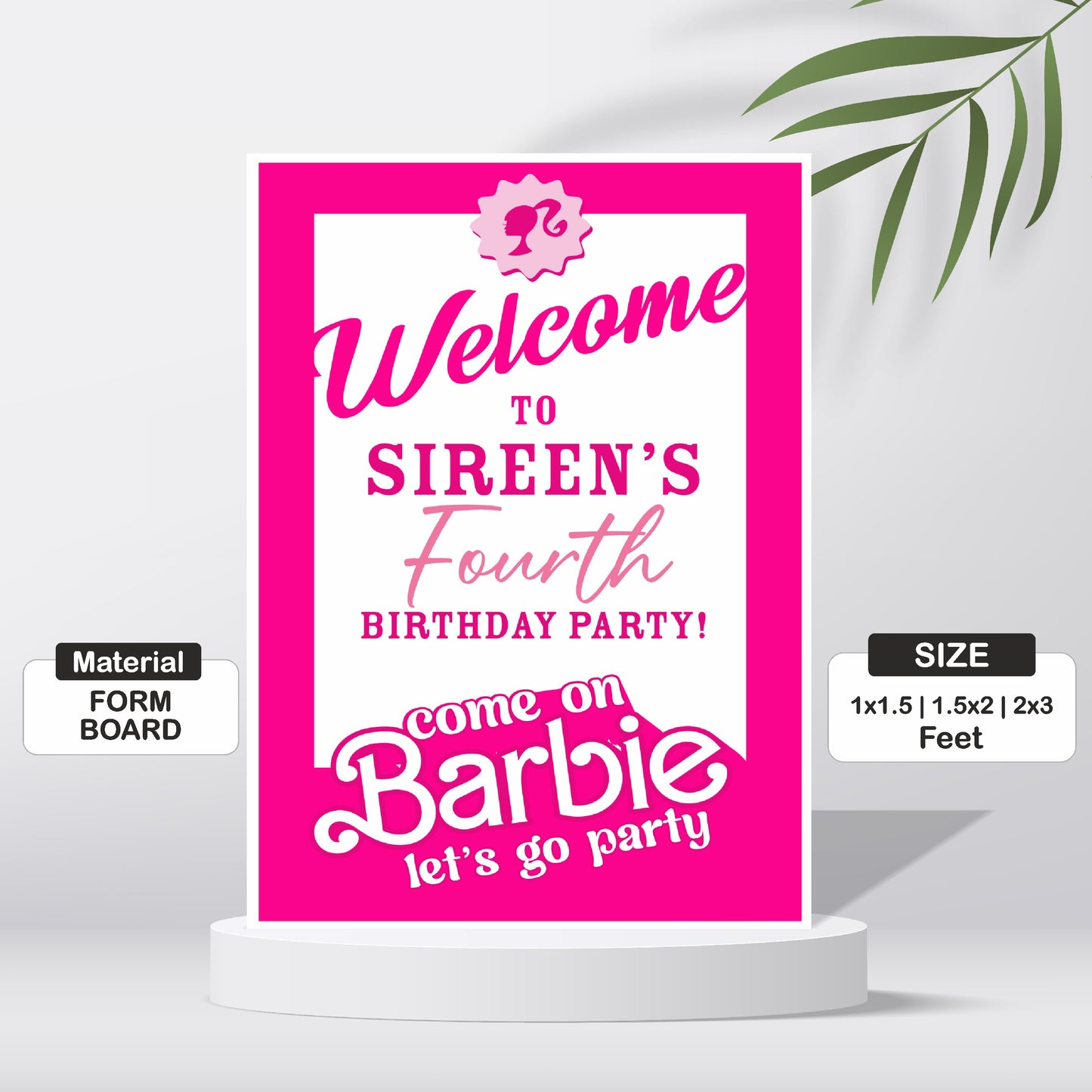 Barbie Birthday Theme Classic Welcome Board | Customized Birthday Party Welcome Sign for Girls