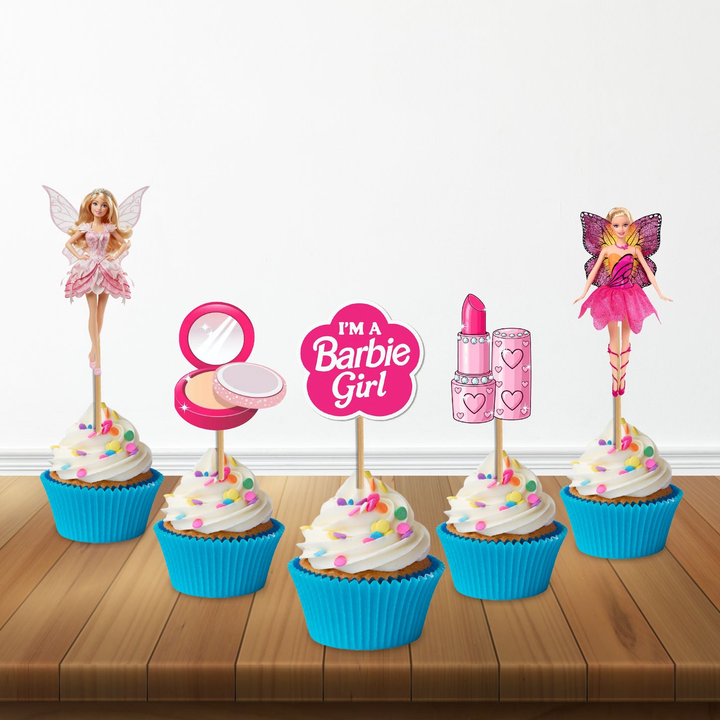 Barbie Birthday Theme Classic Cupcake Topper | Customized Girls Birthday Party Cupcake Decorations