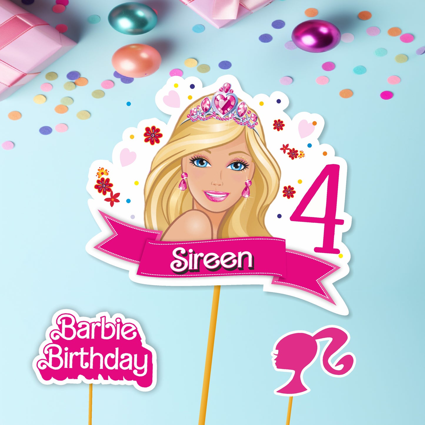 Barbie Birthday Theme Customized Caketopper
