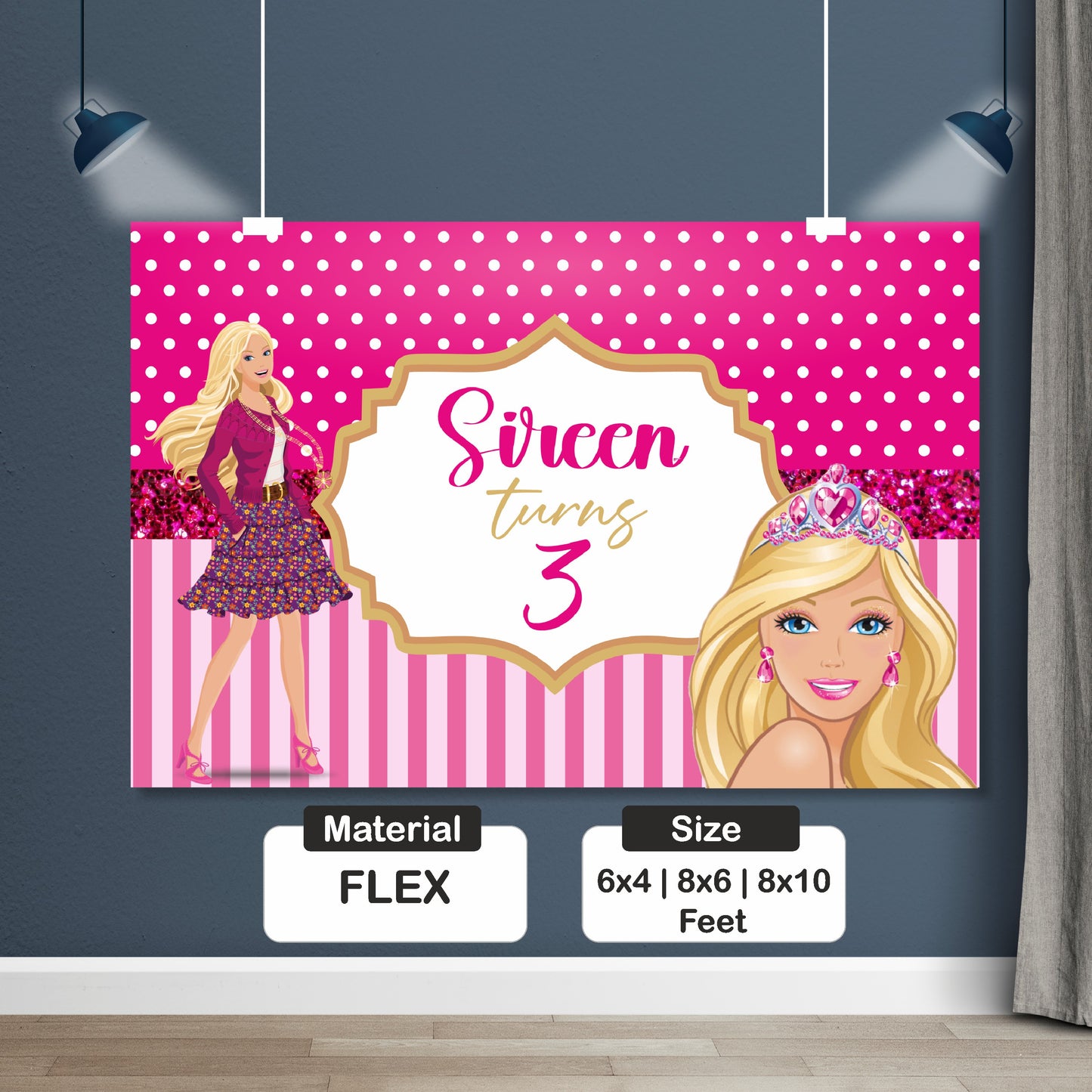 Barbie Birthday Theme Customized Backdrop