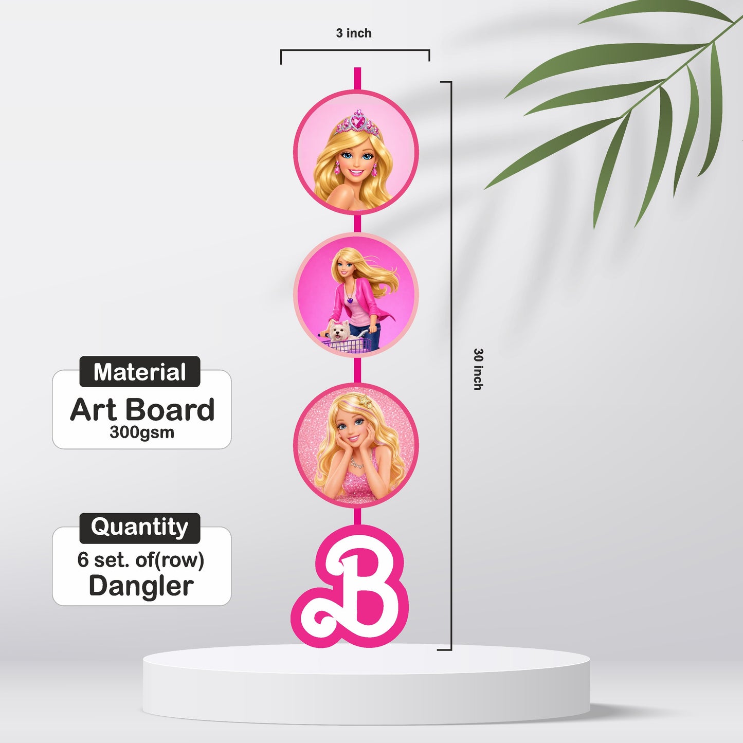 Barbie Birthday Theme Round Danglers