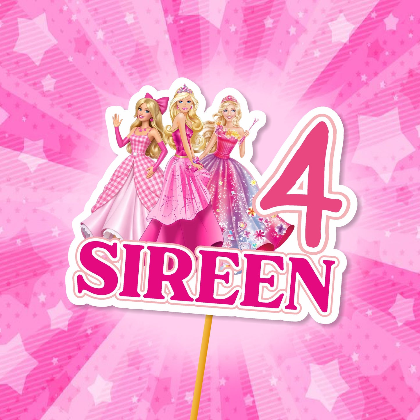 Customized Barbie Birthday Theme Cake Topper for Girls Birthday Party Cake Decoration