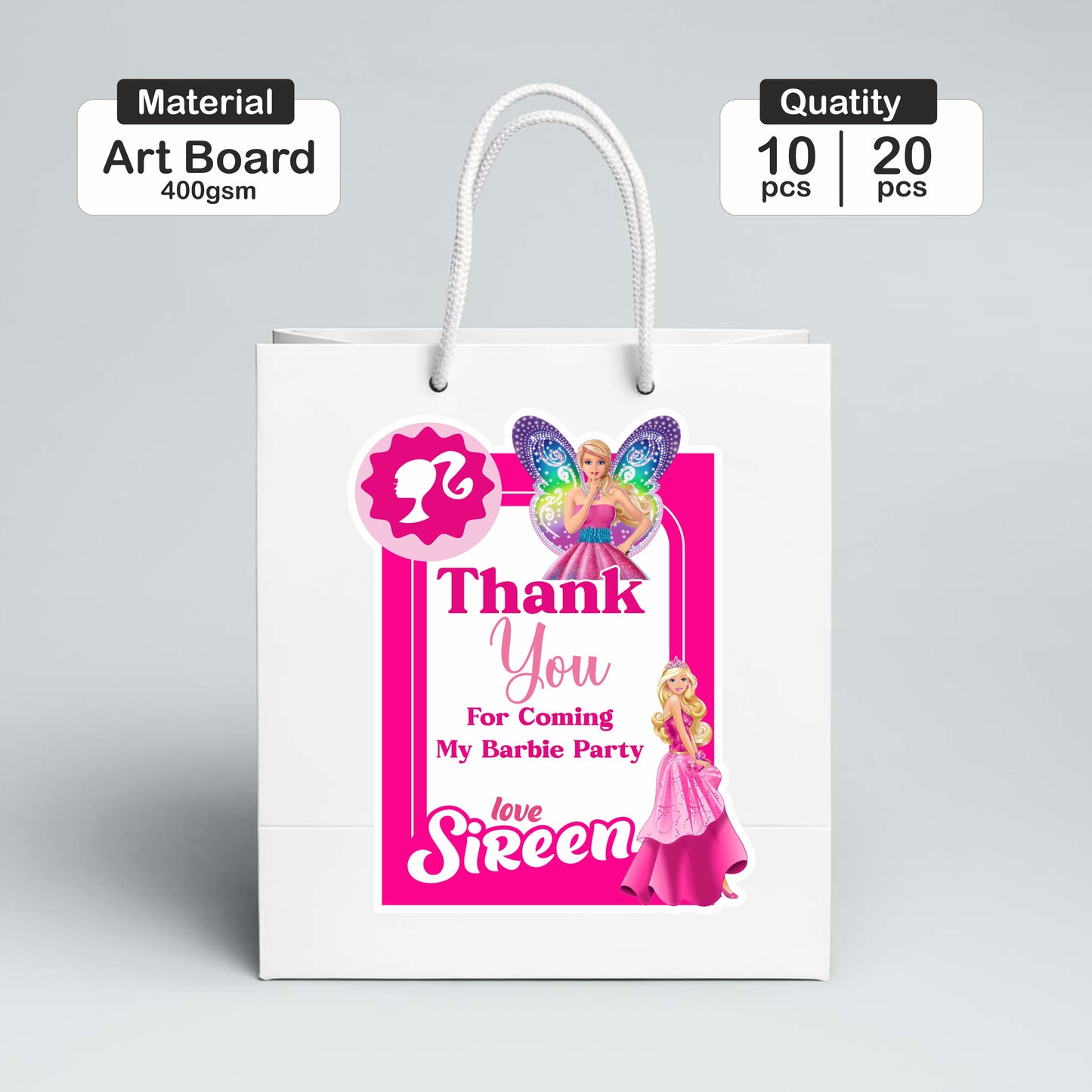 Barbie Birthday Theme Regulor Customized Retrun Gift Bag