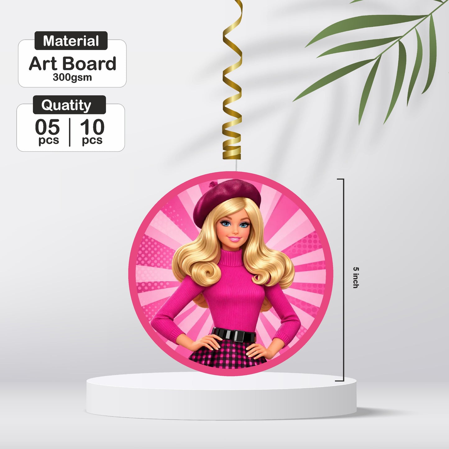 Barbie Birthday Theme Round Swirls