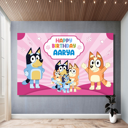 Bluey customized birthday backdrop with custom design and text – Blu Party India