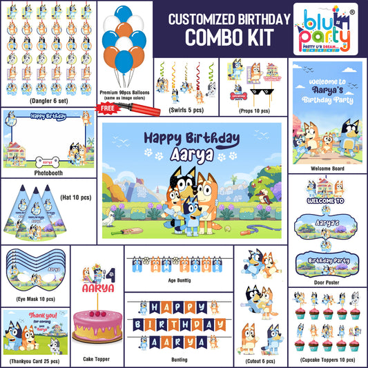 Bluey Birthday Theme Personalized Elite Combo Kit | Kids Party Decoration