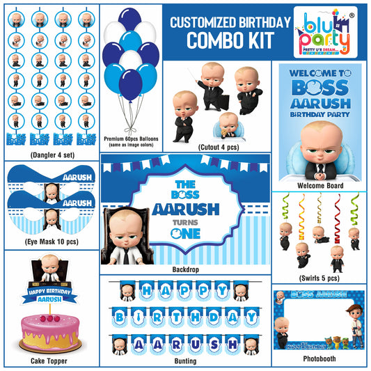 Boss Baby Birthday Theme Personalized Compact Combo Kit | Kids Party Decoration
