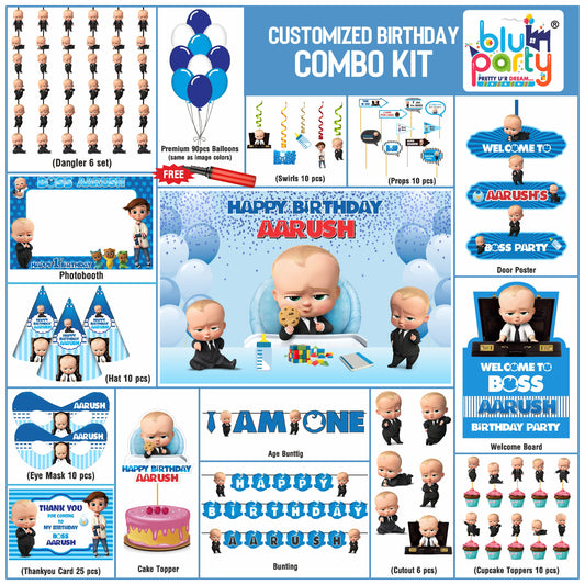 Boss Baby Birthday Theme Personalized Elite Combo Kit | Kids Party Decoration
