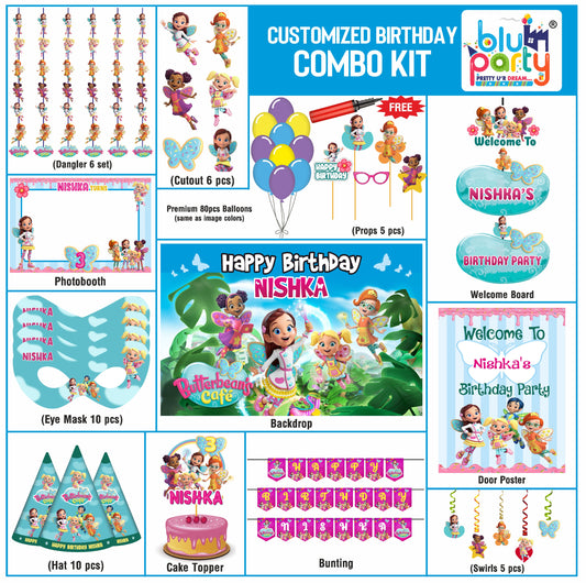 Butterbean's Cafe Birthday Theme Personalized Smart Combo Kit | Kids Party Decoration