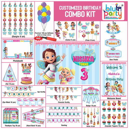 Butterbean's Cafe Birthday Theme Personalized Prime Combo Kit | Kids Party Decoration