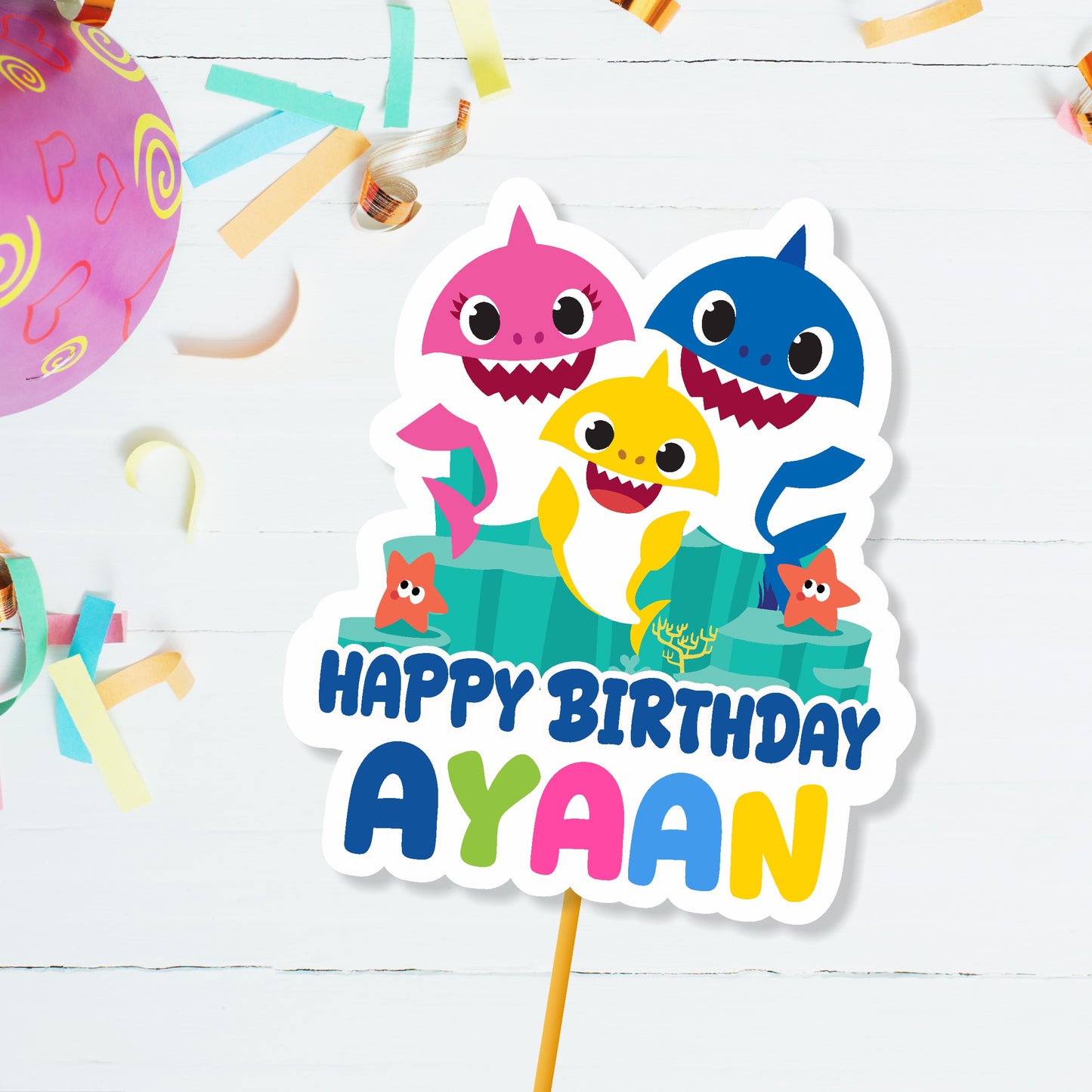 Baby Shark Theme Customized Cake Topper